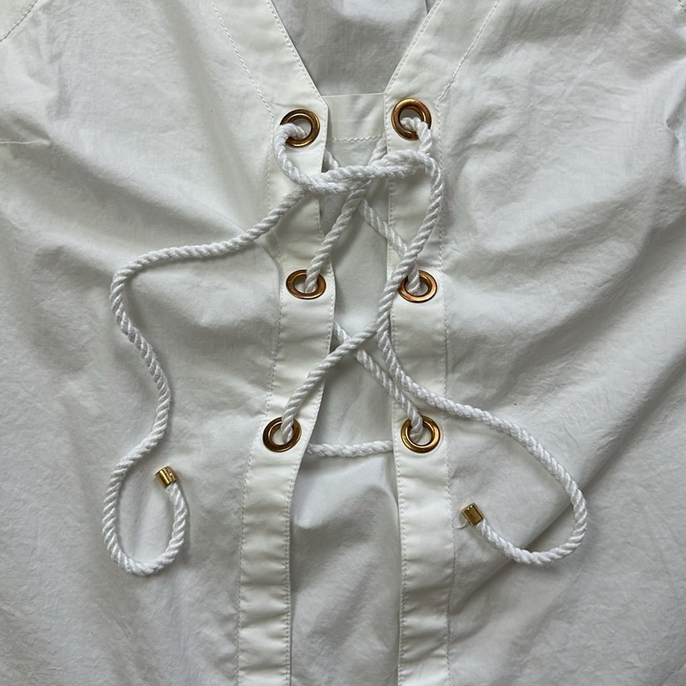 Trina Turk White Lace-Up Women's Top - Picture 4 of 10